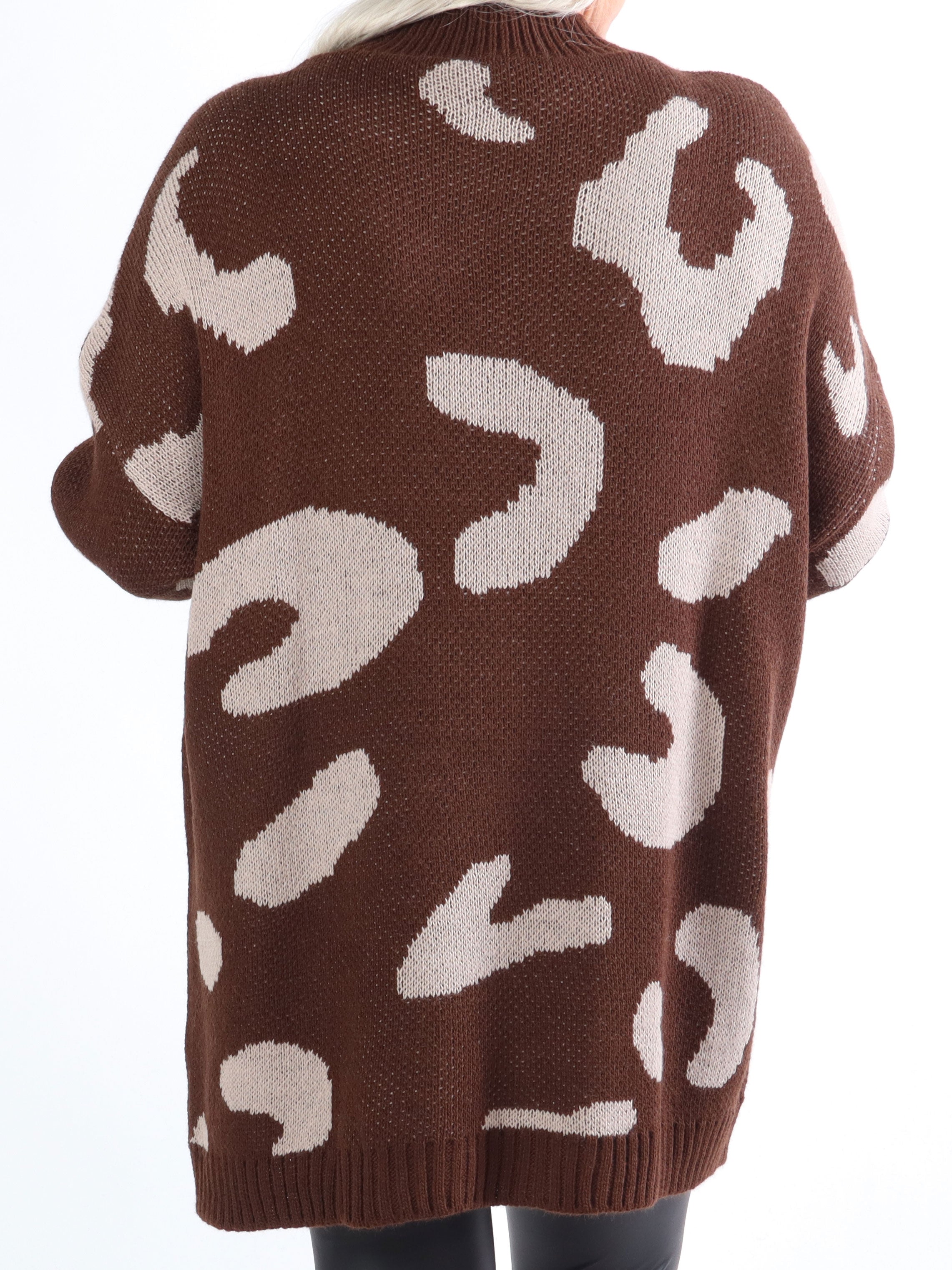 Missa - Plus size strik med stort leopardmønster